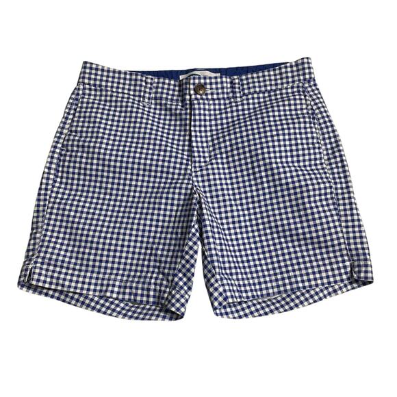 Old Navy Pants - Old Navy Shorts Womens Size 8 Everyday Short Blue Gingham Plaid Mid Rise Zip Fly